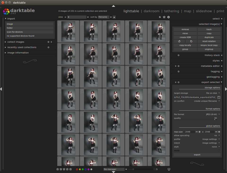 Darktable 2.0: lighttable