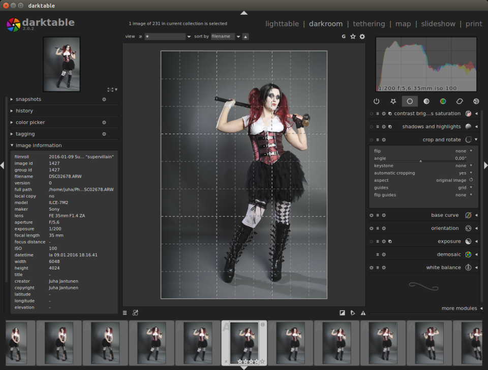 Darktable 2.0: crop and rotate